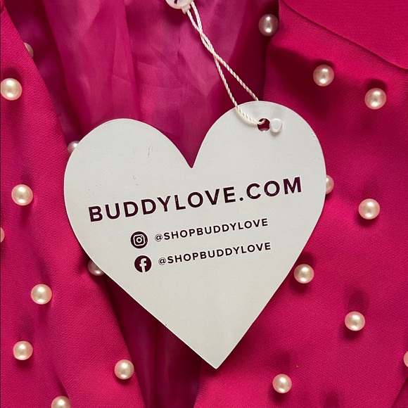 Buddy Love Hot Pink Pearl-Embellished Mini Dress Blazer - Picture 3 of 4